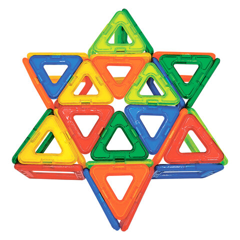 Магнитный конструктор BIG MAGNETIC BLOCKS-34, 34 детали, с колесной базой, BRAUBERG KIDS