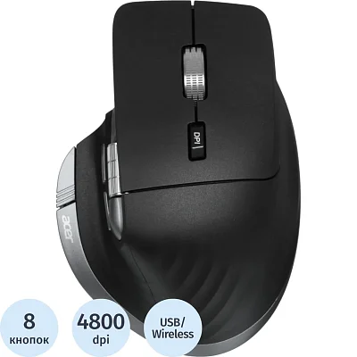 Мышь компьютерная Acer OMR405,черн,оптич,4800dpi,BT/Radio USB(ZL.MCEEE.02V)
