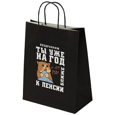 Пакет подарочный (1 штука) 26×13х32 см (L) «Поздравляю! », крафт, ЗОЛОТАЯ СКАЗКА