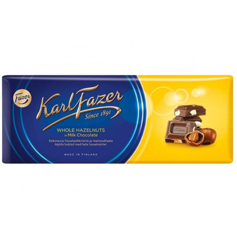 превью Шоколад Karl Fazer молочный с цельным фундуком 200 г