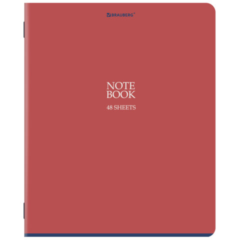 Тетрадь А5, 48 л., BRAUBERG, скоба, клетка, SoftTouch, «NoteBookMono», (микс в спайке)