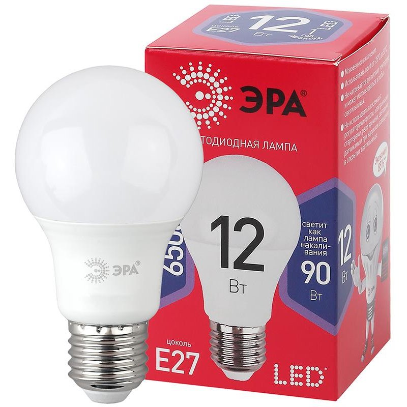 Лампа светодиодная ЭРА LED 12 Вт E27 грушевидная 6500 К холодный белый свет