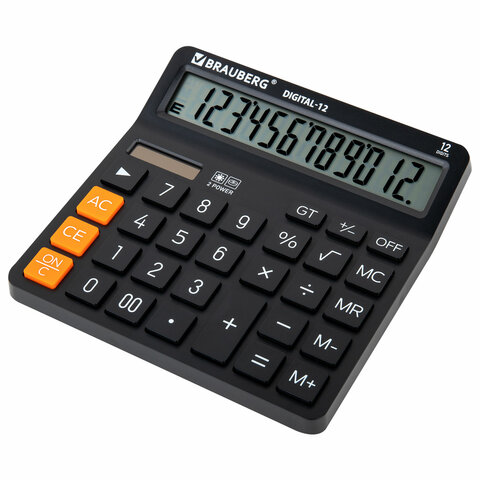 Калькулятор настольный BRAUBERG DIGITAL-12-BK (151×152 мм)12 разрядовдвойное питаниеЧЕРНЫЙ272968