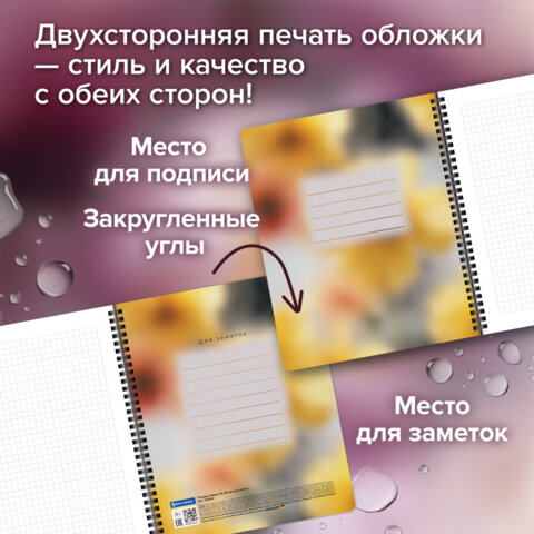 Тетради ДЭК А5 48 л. КОМПЛЕКТ 4 шт., BRAUBERG, гребень, клетка, 80 г/м2, Soft-Touch, «Aesthetics»