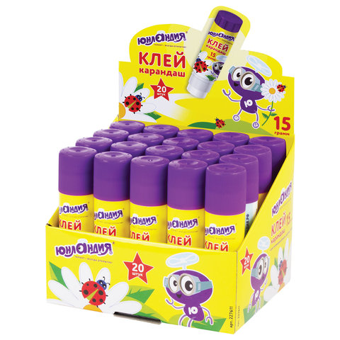 Клей-карандаш ЮНЛАНДИЯ «ЮНЛАНДИК И БОЖЬЯ КОРОВКА», 15 г, улучшенный