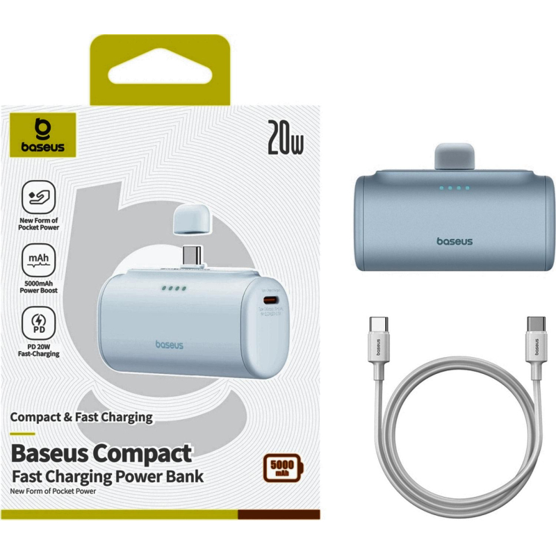 Внешний аккумулятор Baseus Compact USB-C 5k mAh 20W BL (BAS-P1006830631300)