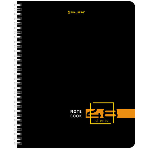 Тетради ДЭК А5 48 л. КОМПЛЕКТ 4 шт., BRAUBERG, гребень, клетка, глянцевый лак, «Dark»