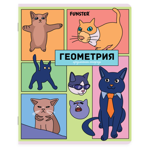 Тетради предметные, КОМПЛЕКТ 12 ПРЕДМЕТОВ, 48 л., TWIN-лак, FUNSTER (ФАНСТЕР), МЕМНЫЕ КОТЫ