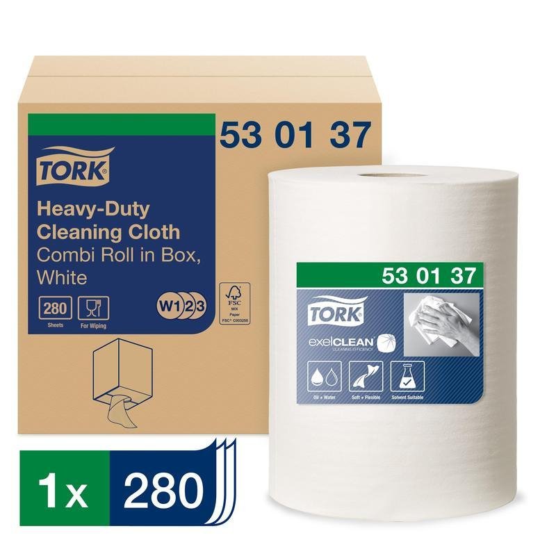 Нетканый материал повышенной прочности для уборки Tork W1/W2/W3 (белый, 106 метров в рулоне)