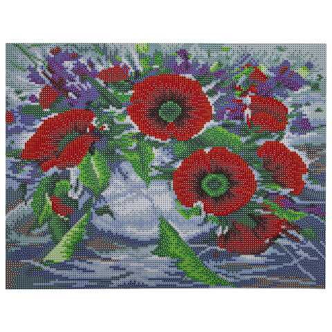 Картина стразами (алмазная мозаика) 30×40 см, ОСТРОВ СОКРОВИЩ «Букет маков», без подрамника