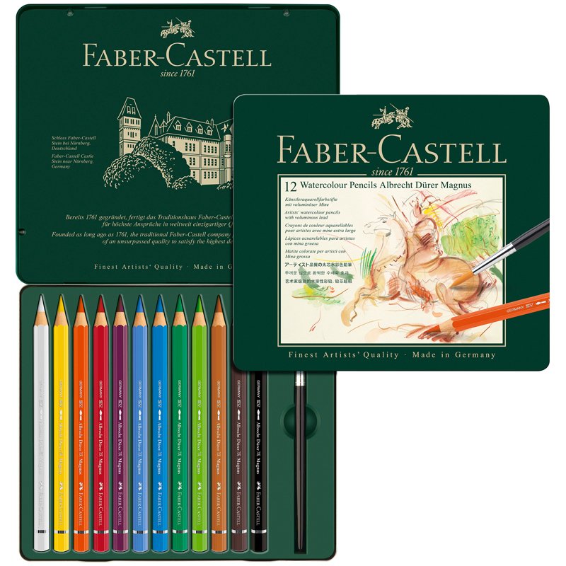 Карандаши акварельные художественные Faber-Castell «Albrecht Dürer Magnus» 12цв, утолщ., заточ., метал. 