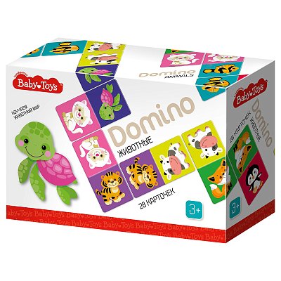 Игра настольная Домино, Baby Toys «Животные», картонная коробка