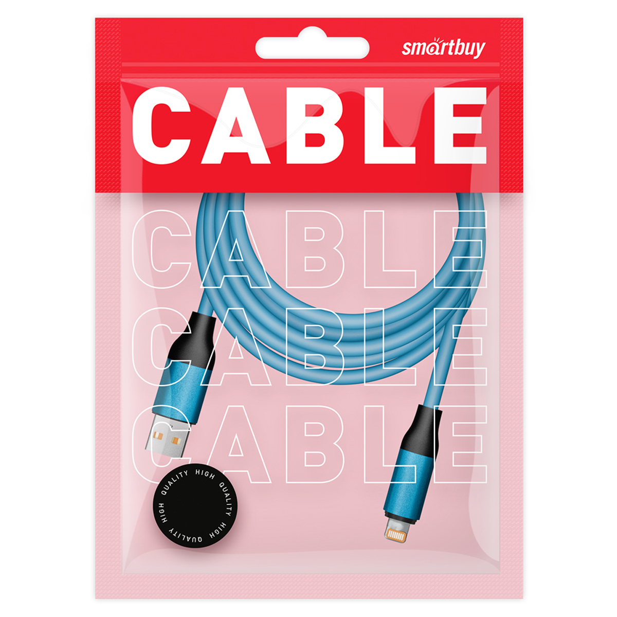 Кабель Smartbuy Bold, USB - Lightning, для Apple, экстрапрочный, 3A output, оплетка TPE, 1м, синий