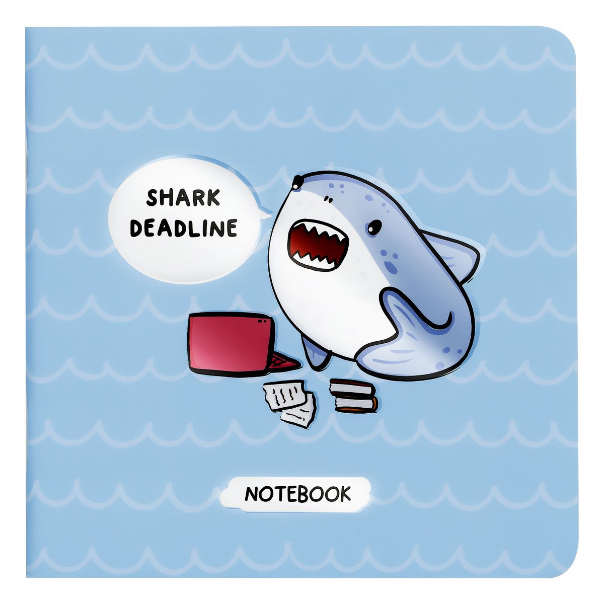 Записная книжка 170×170 мм 40л. на скрепке MESHU «Shark deadline», soft-touch ламинация, выборочный УФ-лак, блок без линовки, 80г/м2