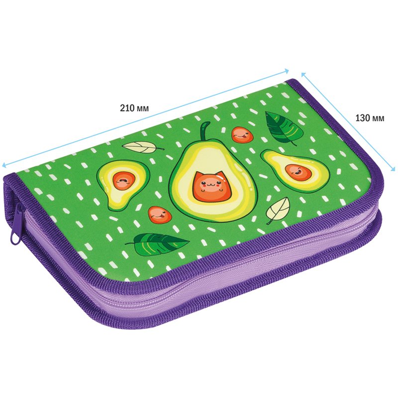 Пенал 1 отделение, 210×130 ArtSpace «Avocado», две откидные секции, ткань