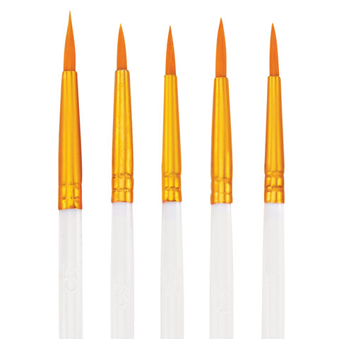 Кисти набор 10 шт., синтетика, белые, № 2/0-8 (Круглые; Овальные; Плоские; Лайнеры), WBZ