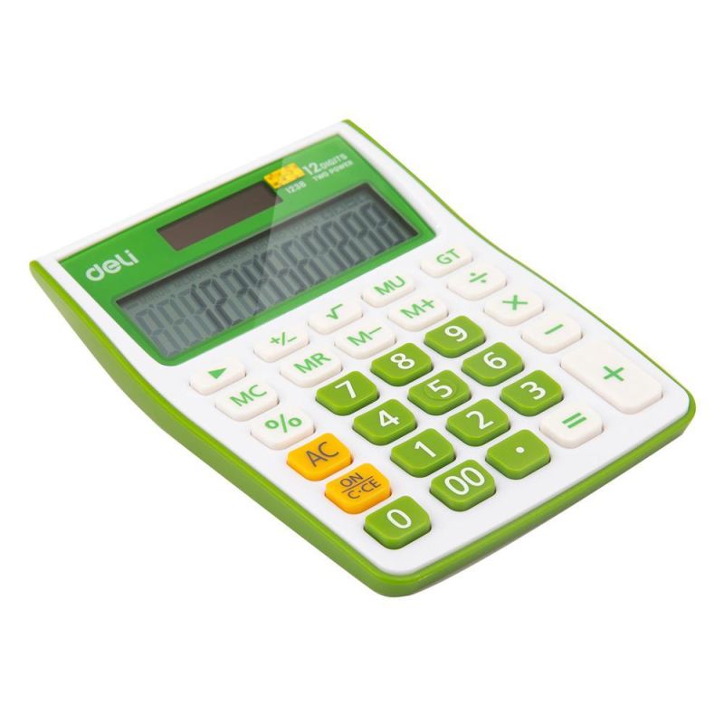 Калькулятор настольный Deli E1238/GRN зеленый 12-разр