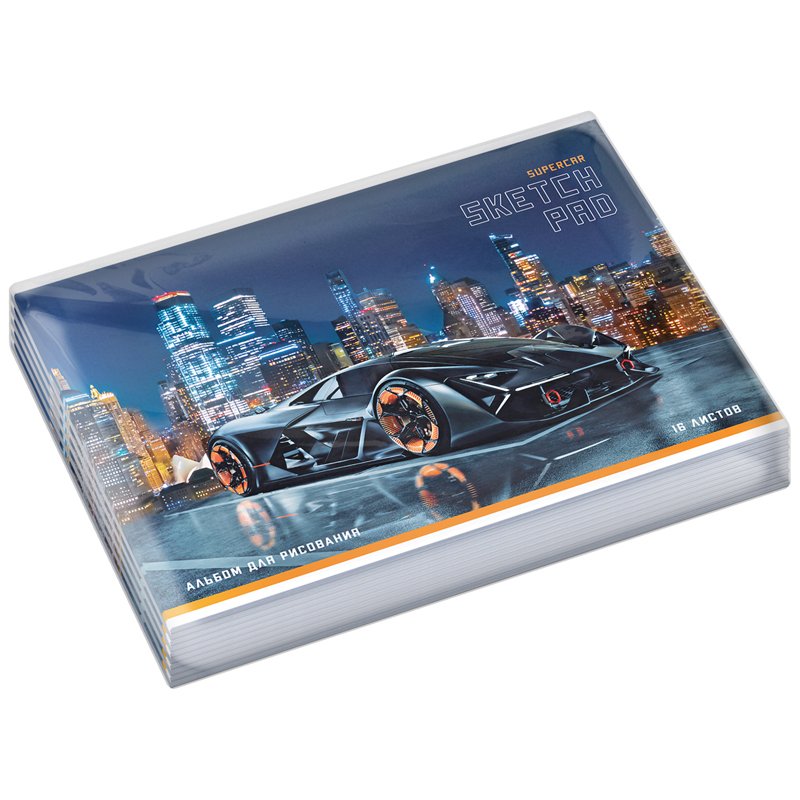 Альбом для рисования 16л., А4, на скрепке ArtSpace «Авто. Super car in the city»