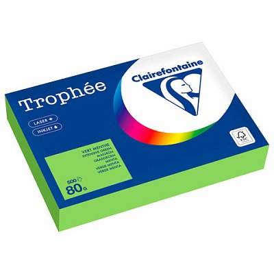 Бумага цветная CLAIREFONTAINE, А4, 80 г/м2, 500 л., интенсив, ярко-зеленый, Франция, 1875C