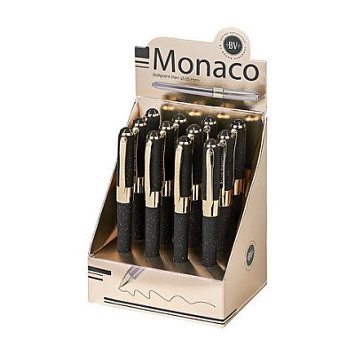 Ручка шариковая BRUNO VISCONTI MONACO SPACE, СИНЯЯ, черный корпус с глиттером, линия 0.4 мм