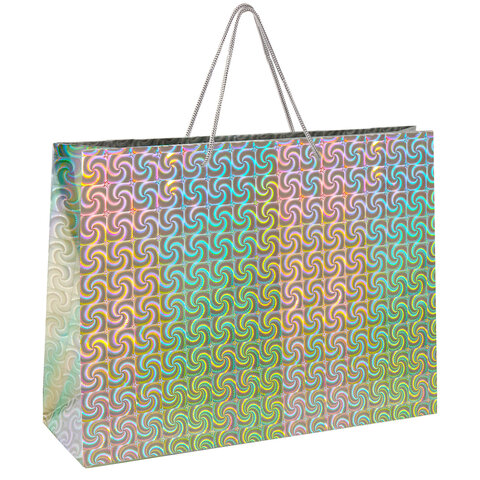 Пакет подарочный 45×13x33 см (XL), НАБОР 3 шт., 3 дизайна, голография, ЗОЛОТАЯ СКАЗКА