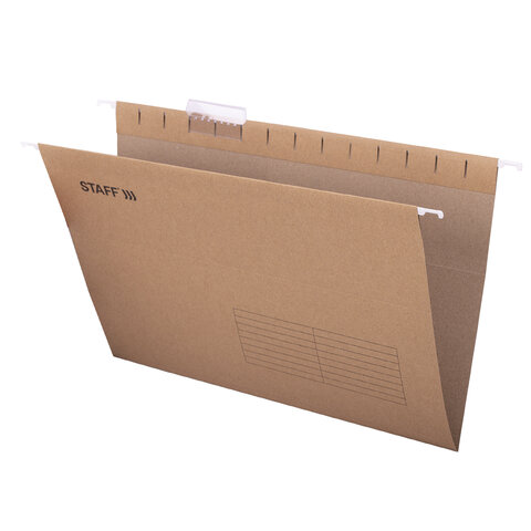 Подвесные папки A4/Foolscap (404×240 мм) до 80 л., КОМПЛЕКТ 10 шт., крафт-картон, STAFF