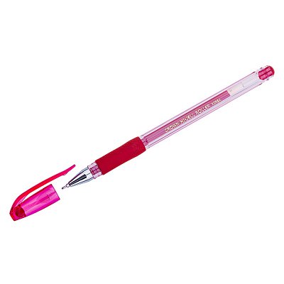 Ручка гелевая Crown «Hi-Jell Needle Grip» красная, 0.7мм, грип, игольчатый стержень, штрих-код