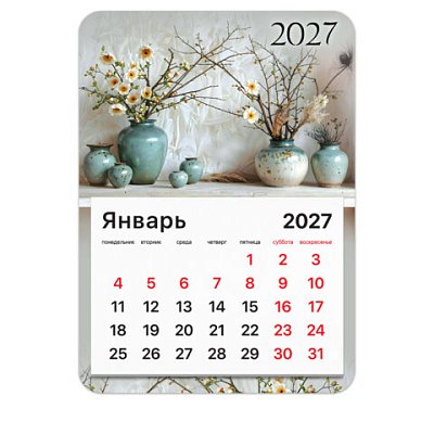 Календарь отрывной на магните на 2027 г., BRAUBERG, 130×180 мм, склейка, «Бохо»