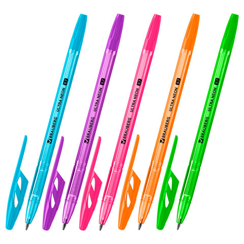 превью Ручка шариковая BRAUBERG «ULTRA NEON», СИНЯЯ, узел 0.7 мм, чернила ГЕРМАНИЯ, наконечник ШВЕЙЦАРИЯ