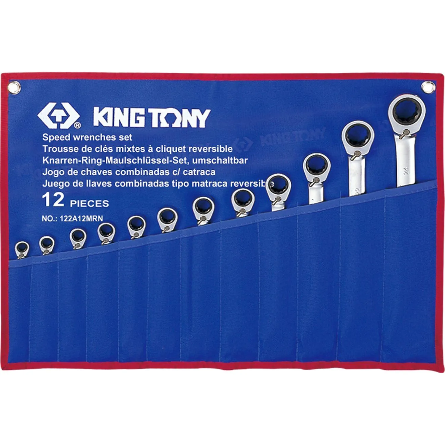 Набор ключей гаечных комбинированный King Tony 8-24 мм с трещоткой в чехле 12 штук (122A12MRN)