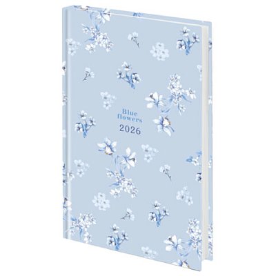 Ежедневник датированный 2026 145×215 мм, А5, STAFF, ламинированная обложка, «Blue Flowers»