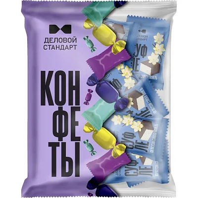 Конфеты глазированные Деловой Стандарт суфле со вкусом сливки-ваниль, 500г