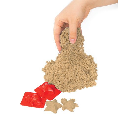 Песок для лепки кинетический BRAUBERG KIDSпесочный500 г2 формочкиведерко665094