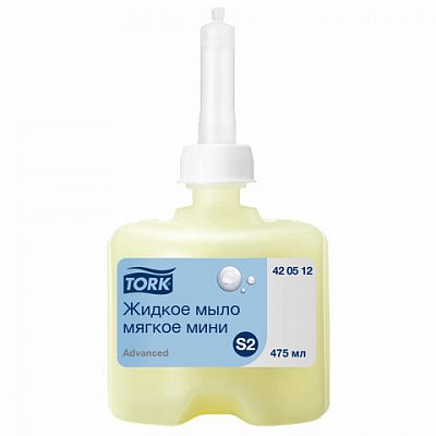 Картридж с жидким мылом одноразовый TORK (Система S2) Advanced, 0.475 л, мягкое