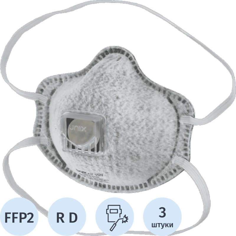 превью Полумаска фильтрующая UNIX Air 612V FFP2 R D/В0/Е0 3шт/уп