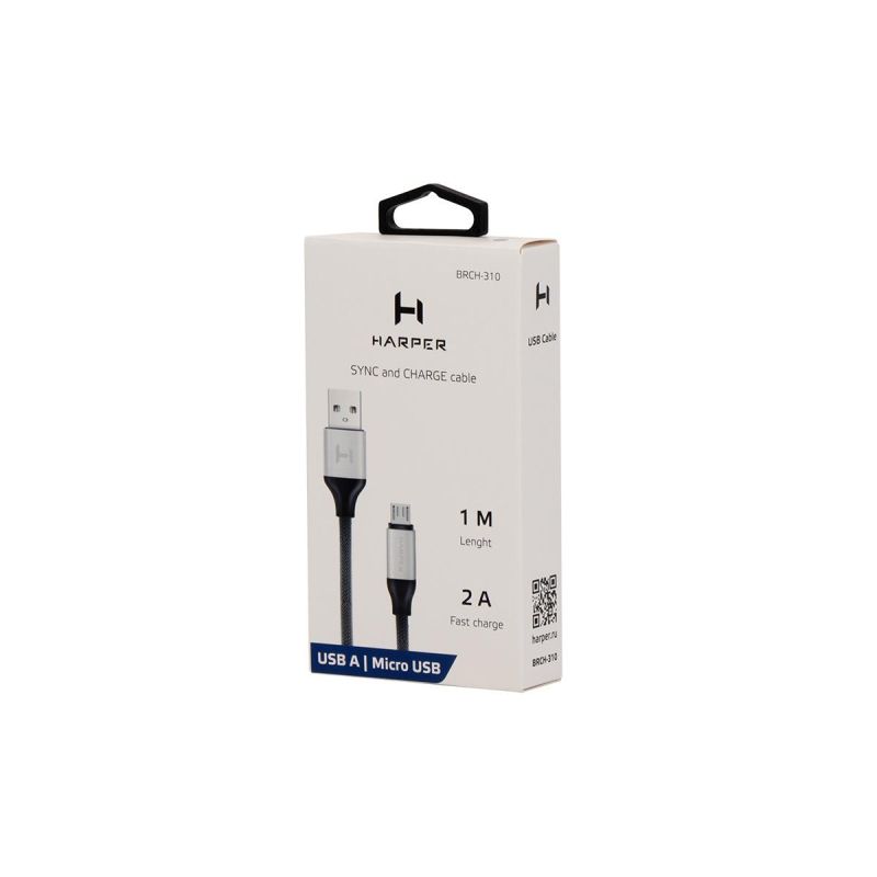 Кабель USB - microUSB, HARPER, BRCH-310, 1 м, серебряный H00001359
