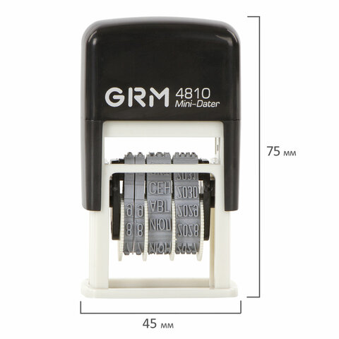 Датер-мини месяц буквами, оттиск 20×3.8 мм синий, GRM 4810