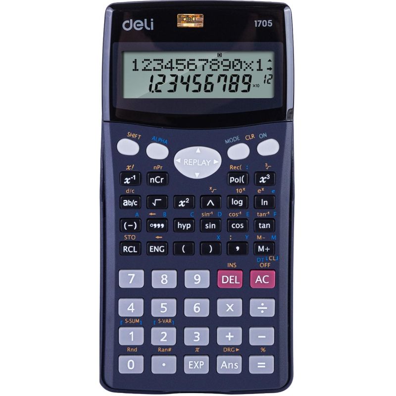 превью Калькулятор научный Deli E1705.10р.,2 стр, пит. от бат.,240 фун,157×77мм, черн