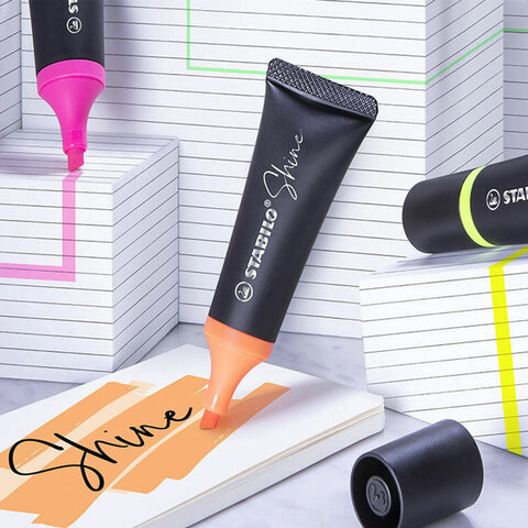 Текстовыделитель STABILO «Shine», ОРАНЖЕВЫЙ, линия 2-5 мм