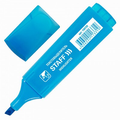 Текстмаркер STAFF эконом, скошенный наконечник 1-5 мм, голубой