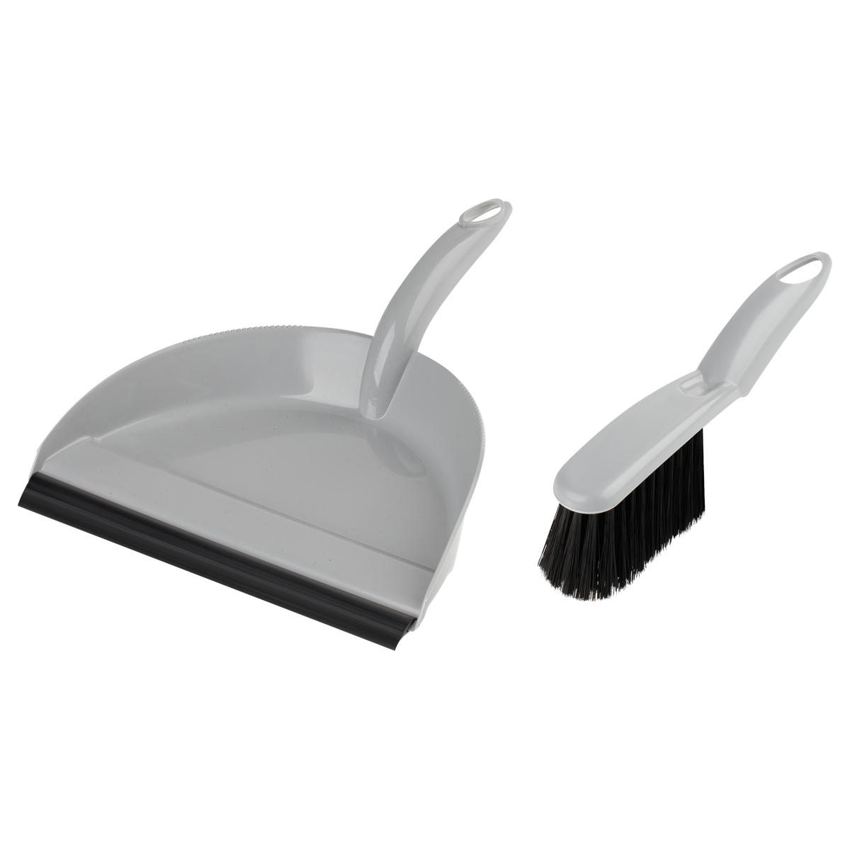 превью Комплект для уборки OfficeClean щетка-сметка и совок, с резиновой кромкой, ширина 24 см, пластик, серый