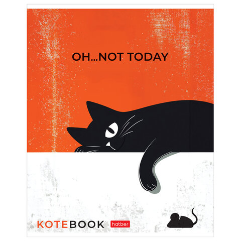 Тетрадь обложка пластик, А5, 48 л., скоба, линия, HATBER, «Котэ» (микс в спайке), 091627