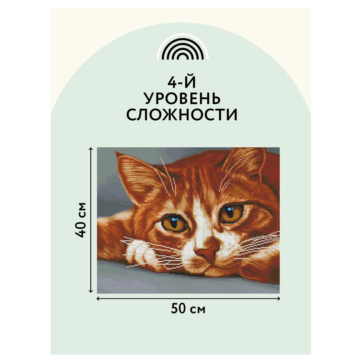 Алмазная мозаика ТРИ СОВЫ «Рыжик», 40×50см, холст, картонная коробка с пластиковой ручкой
