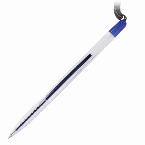 Ручка шариковая настольная BRAUBERG «Counter Pen», СИНЯЯ, пружинка, корпус синий, 0.5 мм, 143259