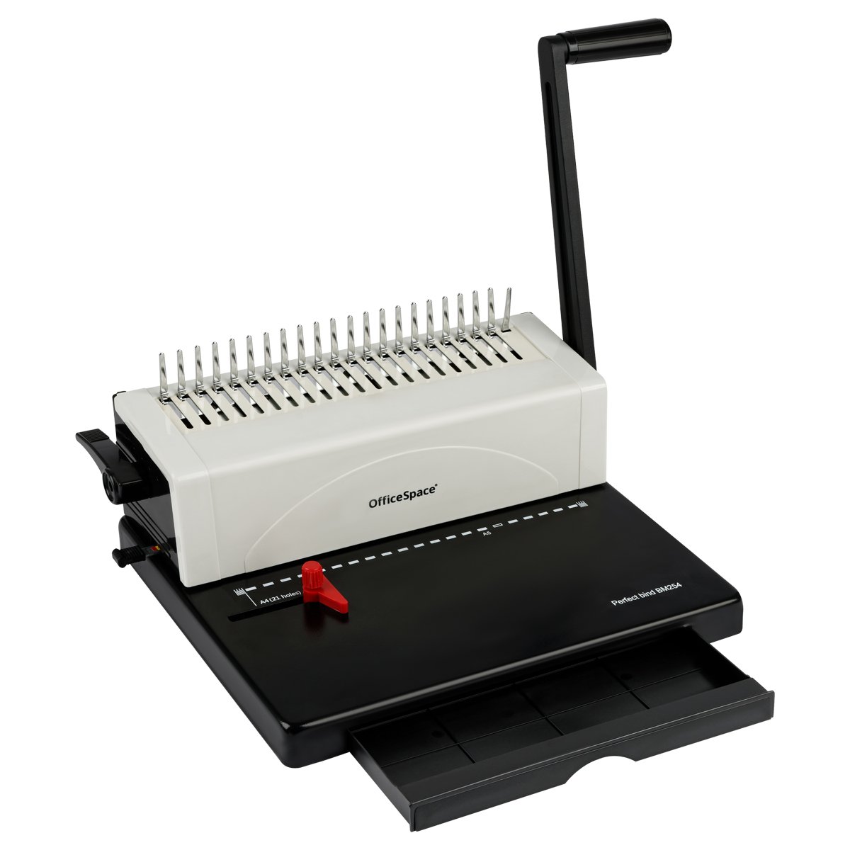 Брошюровщик OfficeSpace BM254 «Perfect bind» для пластиковых пружин, пробивает 25л., сшивает 500л. 