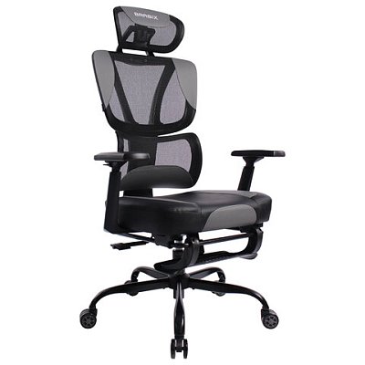 Кресло BRABIX PREMIUM «Venom GM-530», подножка, синхромеханизм, экокожа/сетка, черное/серое