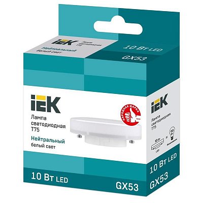 Лампа светодиодная IEK ECO T 10Вт GX53 4000К 900Лм 230В LLE-T80-10-230-40-GX53