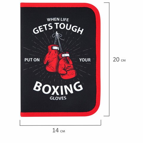 Пенал ПИФАГОР, 1 отделение, 2 откидные планки, полиэстер, 20×14 см, «Boxing»