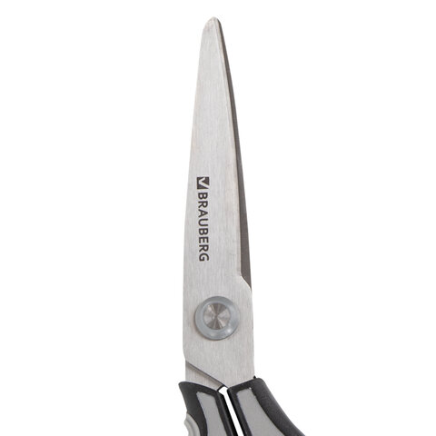 Ножницы BRAUBERG SUPER, 175 мм, серо-черные, 2-х сторонняя заточка