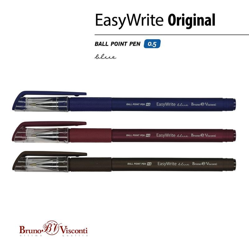 Ручка шариковая неавтоматическая Bruno Visconti EasyWrite Original цвет чернил синий цвет корпуса в ассортименте (толщина линии 0.4 мм)